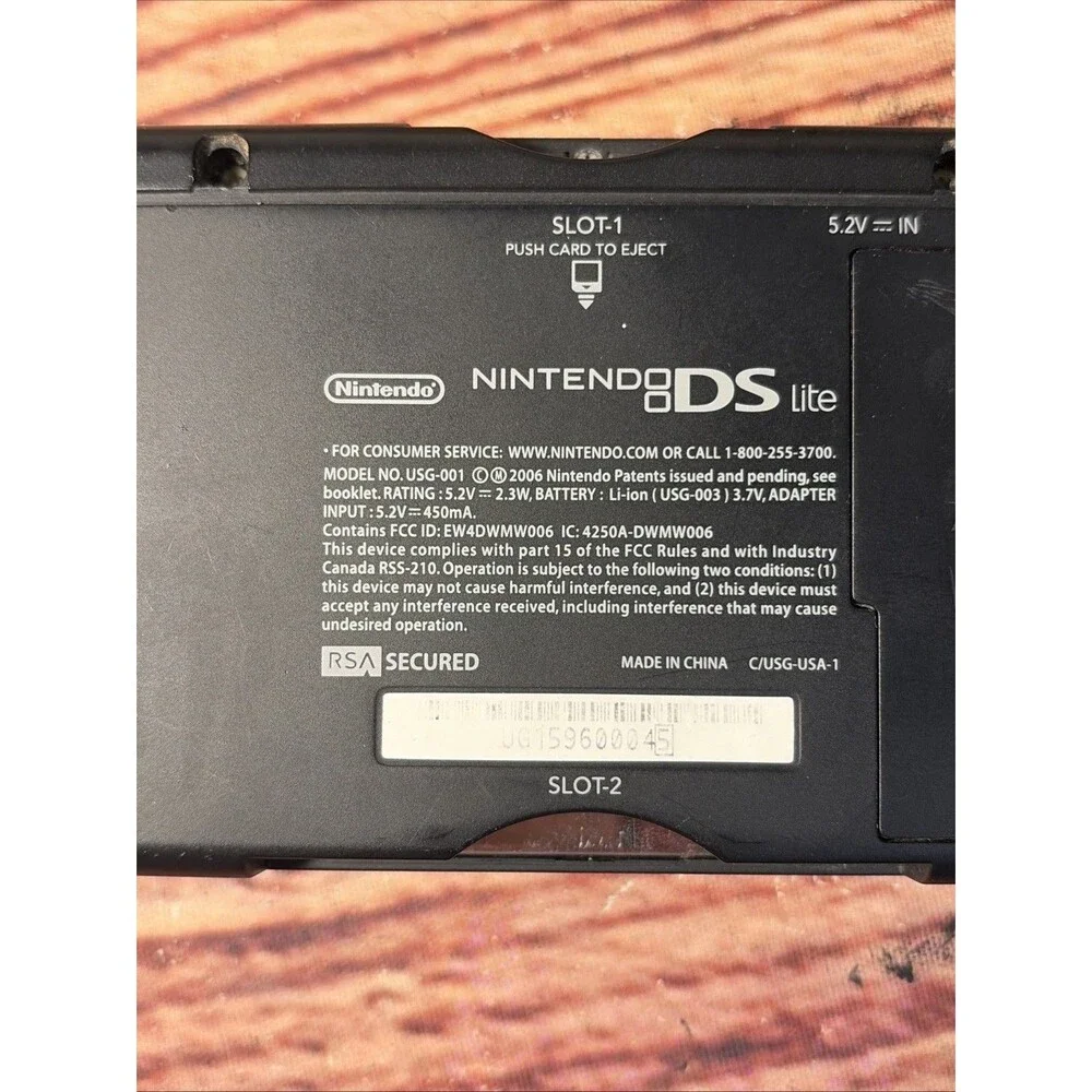 Nintendo DS Lite Handheld Console Cobalt/Black USG-001 w/ Charger & Stylus